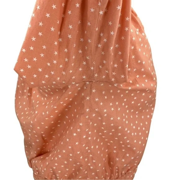 Madewell Peach Star Scatter Cute Boho 3/4 Sleeve Casual Wrap Blouse - Picture 7 of 16